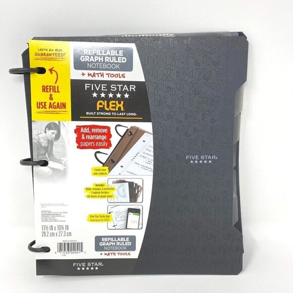 Five Star Flex Refillable Graph Ruled Notebook Math Tools 1" Notebinder Quad - Picture 1 of 7